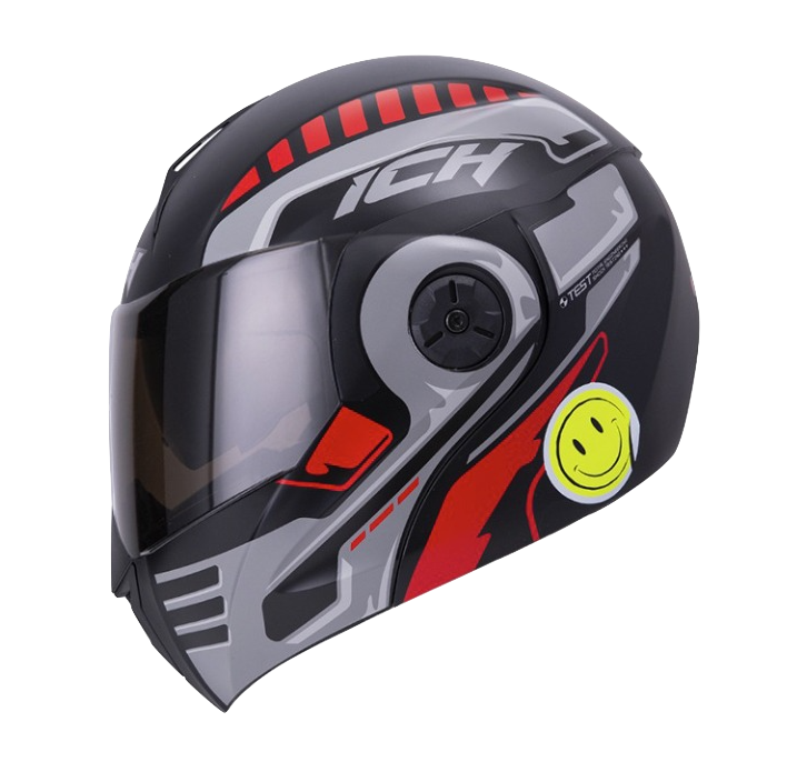 CASCO ABATIBLE ICH 3110DOT DOBLE VISOR ROBOTO NEGRO ROJO BRILLO VISOR NEGRO
