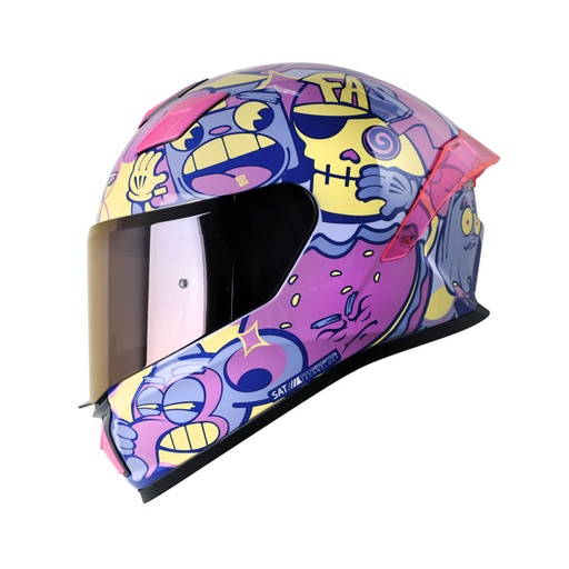 CASCO INTEGRAL SHAFT SH559 DIMON MORADO CLARO ROSADO BRILLO VISOR MORADO