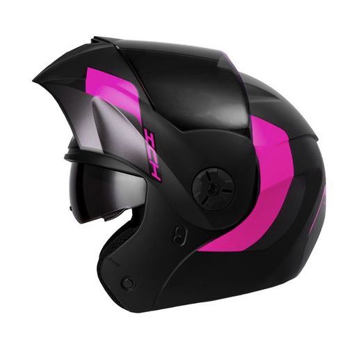 CASCO ABATIBLE ICH 3110DOT DOBLE VISOR LOKHET NEGRO FUCSIA MATE VISOR NEGRO