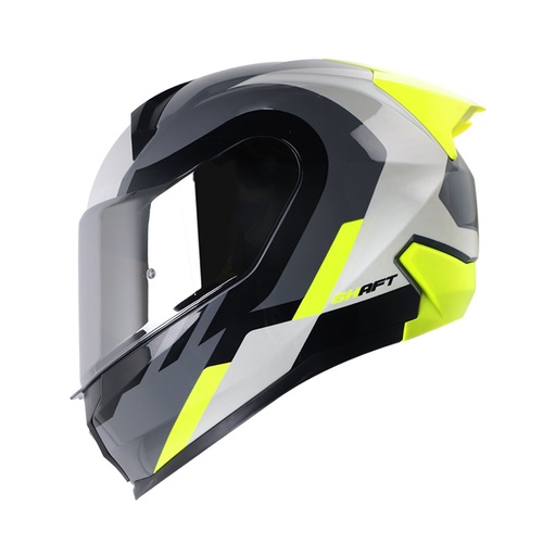 CASCO INTEGRAL SHAFT SH560 EVO WUOKI GRIS OSCURO AMARILLO BRILLO VISOR SILVER