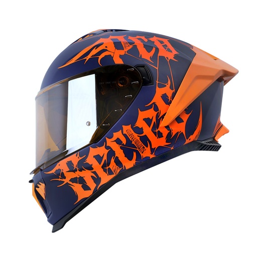 CASCO INTEGRAL SHAFT SHPRO611RS DARK LAB AZUL OSCURO NARANJA MATE VISOR NARANJADO