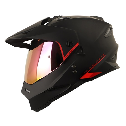 CASCO MULTIPROPOSITO HRO MX330 DOBLE VISOR SOLID NEGRO ROJO MATE