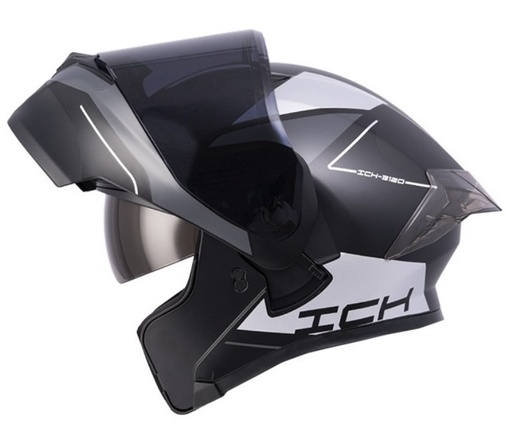 CASCO ABATIBLE ICH 3120 DOBLE VISOR MIXTER NEGRO SILVER BRILLO VISOR NEGRO