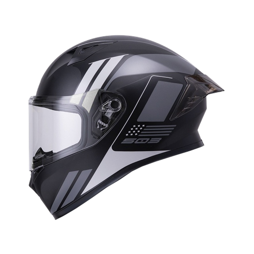 CASCO INTEGRAL ICH 503 NEZA NEGRO GRIS BRILLO VISOR TRANSPARENTE