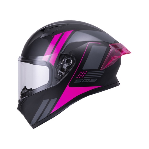 CASCO INTEGRAL ICH 503 NEZA NEGRO FUCSIA MATE VISOR TRANSPARENTE