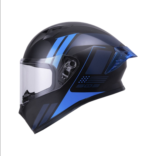 CASCO INTEGRAL ICH 503 NEZA NEGRO AZUL BRILLO VISOR TRANSPARENTE