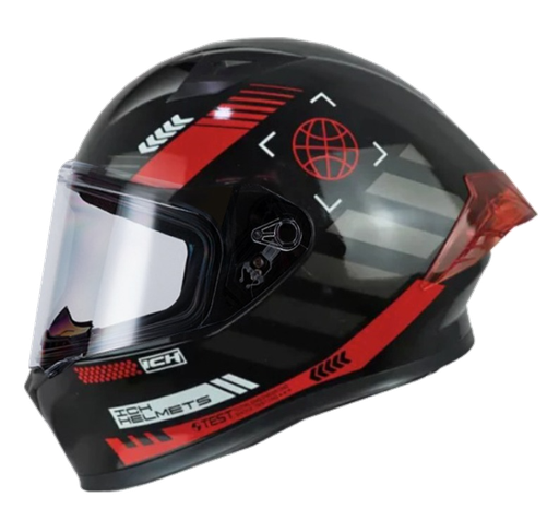 CASCO INTEGRAL ICH 503 CYBERPUNK NEGRO ROJO MATE VISOR TRANSPARENTE