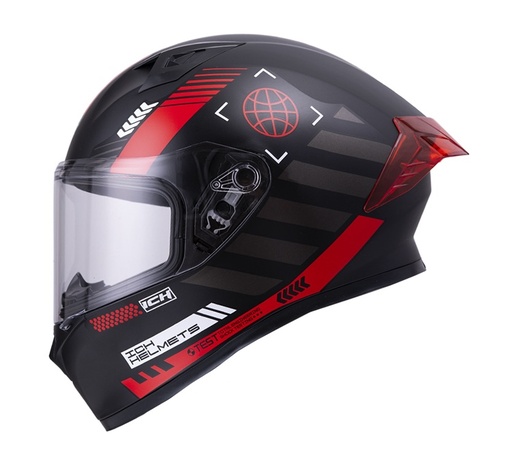 CASCO INTEGRAL ICH 503 CYBERPUNK NEGRO ROJO MATE VISOR TRANSPARENTE