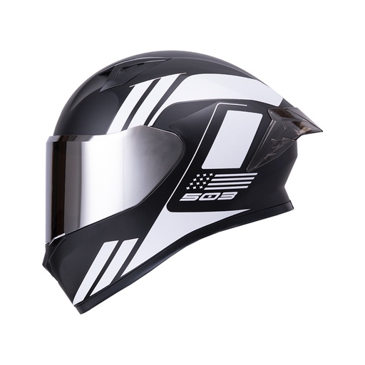 CASCO INTEGRAL ICH 503 NEZA NEGRO BLANCO MATE VISOR SILVER