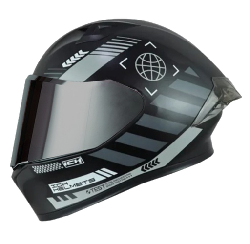 CASCO INTEGRAL ICH 503 CYBERPUNK NEGRO GRIS VISOR SILVER