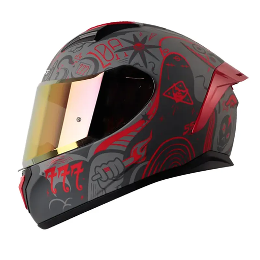 CASCO INTEGRAL SHAFT SH582SP EVO FORTUNE GRIS OSCURO ROJO MATE