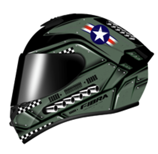 CASCO INTEGRAL FIBRA GIGA CHROMA MILITAR NEGRO VERDE MATE