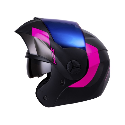 CASCO ABATIBLE ICH 3110DOT DOBLE VISOR LOKHET NEGRO FUCSIA MATE VISOR AZUL