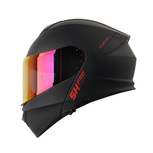 CASCO ABATIBLE SHAFT 4000 EVO DOBLE VISOR SOLID NEGRO ROJO MATE