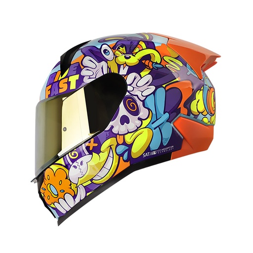 CASCO INTEGRAL SHAFT SH560 EVO MELO AZUL CLARO NARANJADO BRILLO