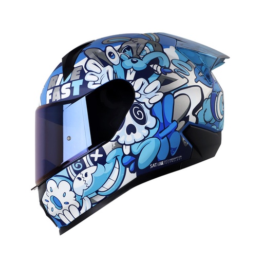 CASCO INTEGRAL SHAFT SH560 EVO MELO AZUL BLANCO MATE