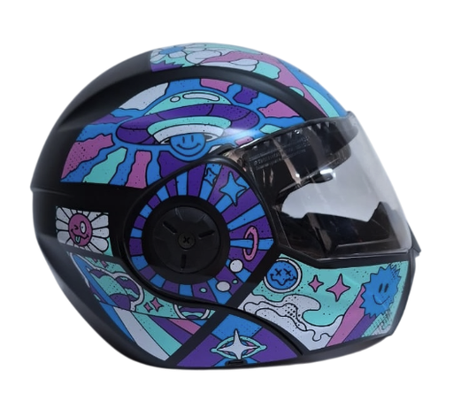 [175504] CASCO ABATIBLE ICH 3110S NIÑ@ DOBLE VISOR GROOVE NEGRO TURQUESA
