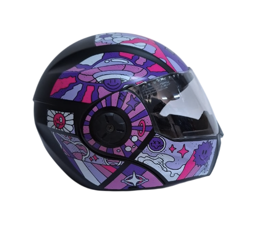 [175502] CASCO ABATIBLE ICH 3110S NIÑ@ DOBLE VISOR GROOVE NEGRO MORADO