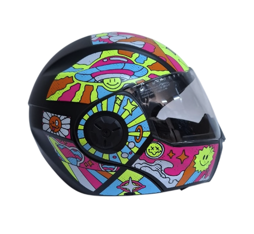 [175500] CASCO ABATIBLE ICH 3110S NIÑ@ DOBLE VISOR GROOVE NEGRO FUCSIA
