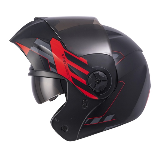 CASCO ABATIBLE ICH 3110DOT DOBLE VISOR CICU NEGRO ROJO MATE VISOR NEGRO