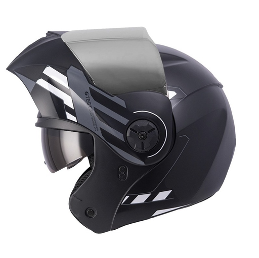 CASCO ABATIBLE ICH 3110DOT DOBLE VISOR CICU NEGRO GRIS MATE VISOR SILVER