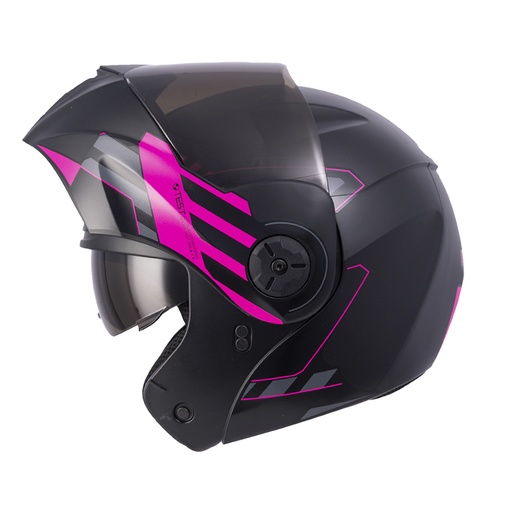 CASCO ABATIBLE ICH 3110DOT DOBLE VISOR CICU NEGRO FUCSIA MATE VISOR NEGRO