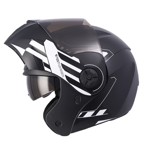 CASCO ABATIBLE ICH 3110DOT DOBLE VISOR CICU NEGRO BLANCO MATE VISOR NEGRO