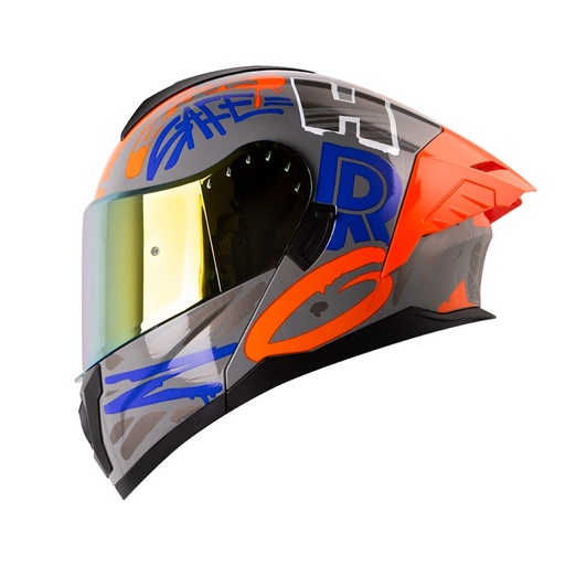 CASCO ABATIBLE HRO HRO3480 EVO DOBLE VISOR TAGS GRIS NARANJA BRILLO