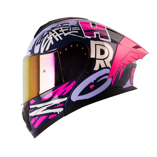 CASCO ABATIBLE HRO HRO3480 EVO DOBLE VISOR TAGS AZUL OSCURO MORADO BRILLO