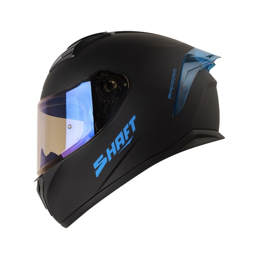 CASCO INTEGRAL SHAFT SH582SP EVO SOLID NEGRO AZUL MATE VISOR AZUL SPOILER AZUL