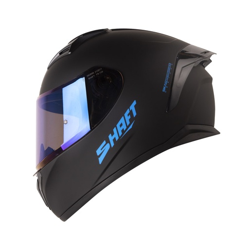 CASCO INTEGRAL SHAFT SH582SP EVO SOLID NEGRO AZUL MATE VISOR AZUL SPOILER NEGRO