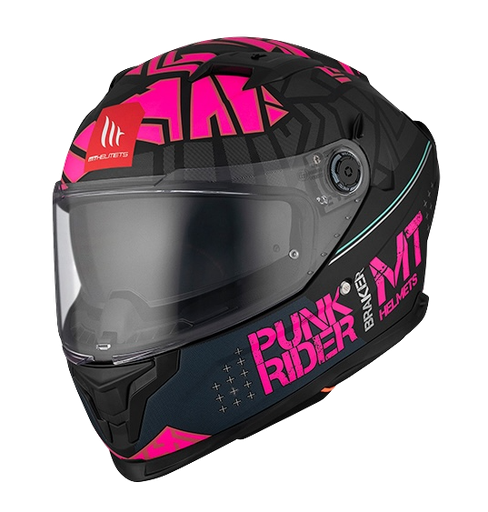 CASCO INTEGRAL MT FF128 DOBLE VISOR BRAKER PUNK RIDER B8 NEGRO FUCSIA MATE