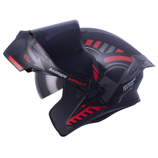 CASCO ABATIBLE ICH 3120 DOBLE VISOR COLOR TEST NEGRO ROJO MATE VISOR NEGRO