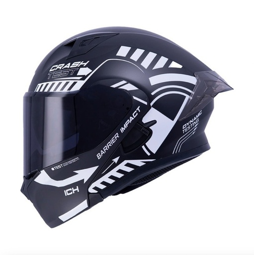 CASCO ABATIBLE ICH 3120 DOBLE VISOR COLOR TEST NEGRO BLANCO BRILLO VISOR NEGRO