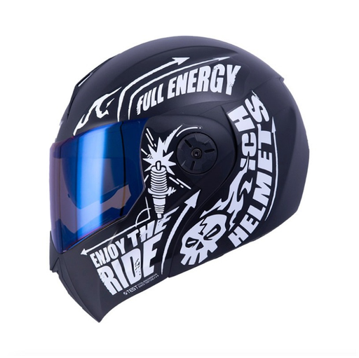 CASCO ABATIBLE ICH 3110DOT DOBLE VISOR SPEED MASTER NEGRO BLANCO MATE VISOR AZUL