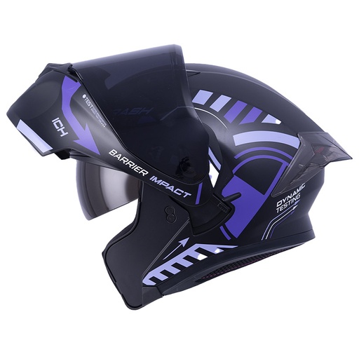 CASCO ABATIBLE ICH 3120 DOBLE VISOR COLOR TEST NEGRO LILA MATE VISOR NEGRO