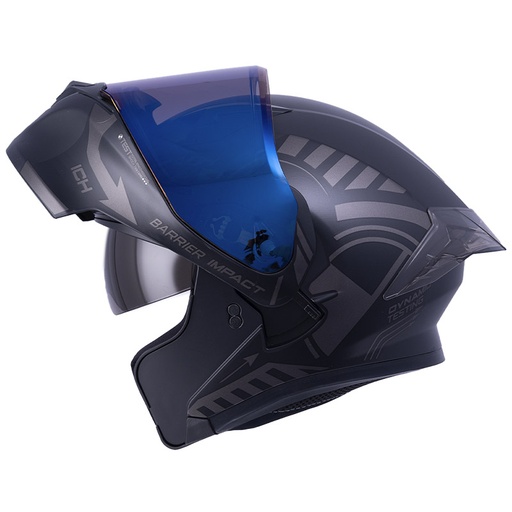 CASCO ABATIBLE ICH 3120 DOBLE VISOR COLOR TEST NEGRO NEGRO MATE VISOR AZUL