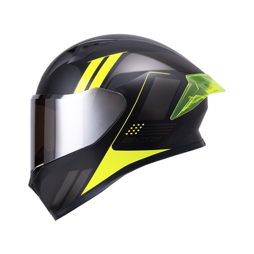 CASCO INTEGRAL ICH 503 NEZA NEGRO AMARILLO MATE VISOR SILVER 