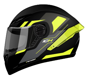 CASCO INTEGRAL ICH 501SP DES NEGRO AMARILLO BRILLO VISOR DORADO