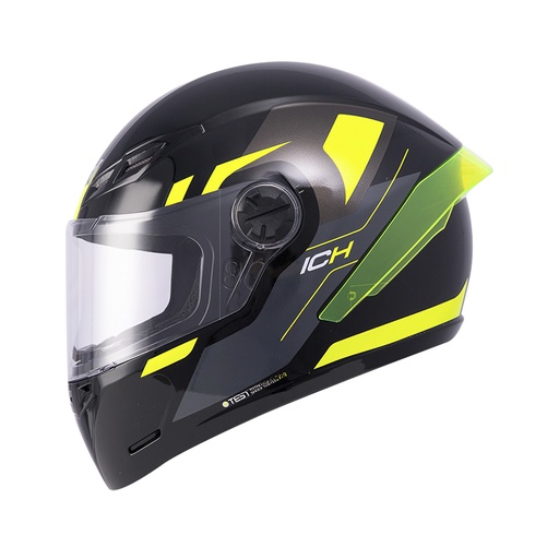 CASCO INTEGRAL ICH 501SP DES NEGRO AMARILLO BRILLO VISOR TRANSPARENTE