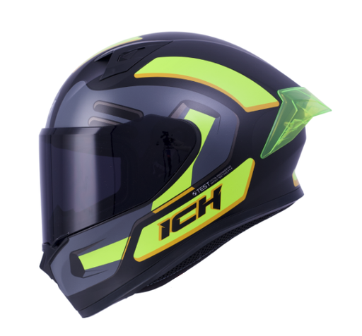 CASCO INTEGRAL ICH 503 MASKER NEGRO AMARILLO MATE VISOR NEGRO