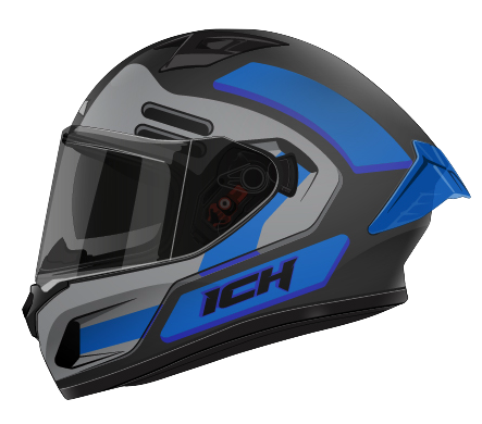 CASCO INTEGRAL ICH 503 MASKER NEGRO AZUL MATE VISOR TRANSPARENTE