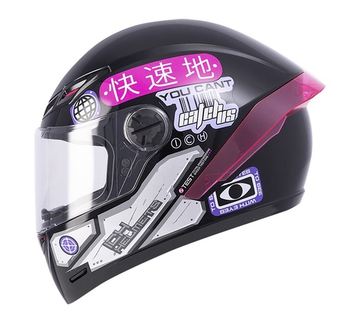 CASCO INTEGRAL ICH 501SP ARIGATO NEGRO FUCSIA BRILLO VISOR TRANSPARENTE