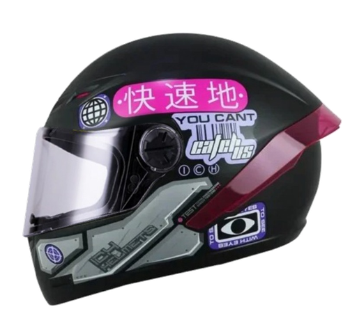 CASCO INTEGRAL ICH 501SP ARIGATO NEGRO FUCSIA BRILLO VISOR TRANSPARENTE