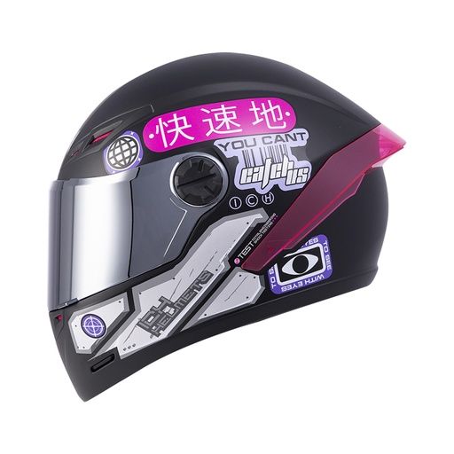 CASCO INTEGRAL ICH 501SP ARIGATO NEGRO FUCSIA BRILLO VISOR SILVER