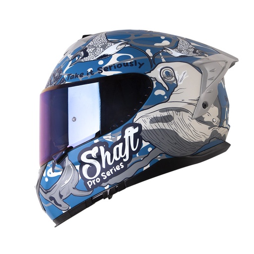 CASCO INTEGRAL SHAFT SHPRO610 EVO DOBLE VISOR BLUER PLANE AZUL OSCURO AZUL MATE