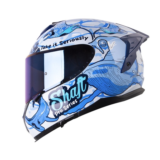 CASCO INTEGRAL SHAFT SHPRO610 EVO DOBLE VISOR BLUER PLANE AZUL CLARO AZUL BRILLO