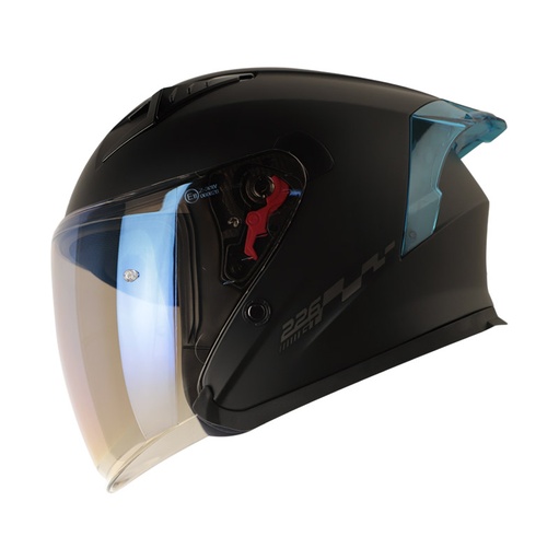 CASCO ABIERTO SHAFT SH226 GT SOLID NEGRO NEGRO MATE SPOILER Y VISOR AZUL