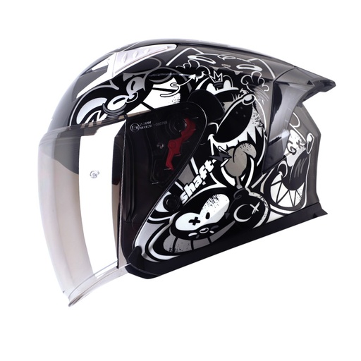 CASCO ABIERTO SHAFT SH226 GT ANYMANIAC GRIS OSCURO BLANCO BRILLO VISOR SILVER 