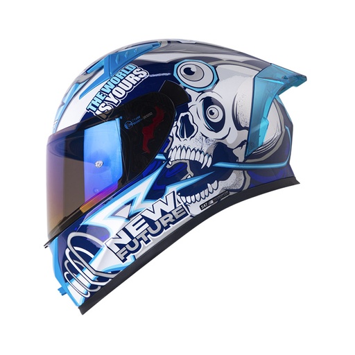 CASCO INTEGRAL SHAFT SH526SP EVO LUCKY AZUL OSCURO BLANCO BRILLO